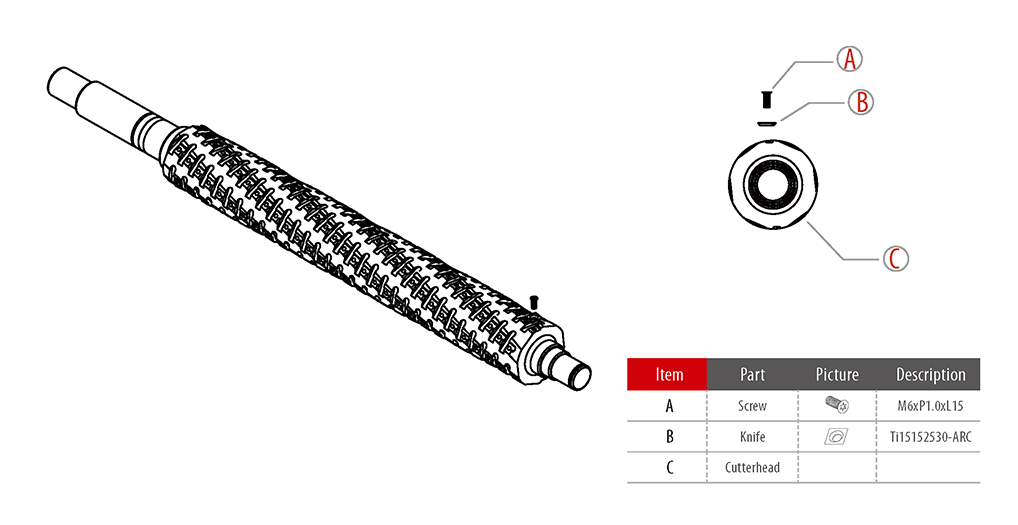 P08-Spiral Cutterhead With Shear Angle